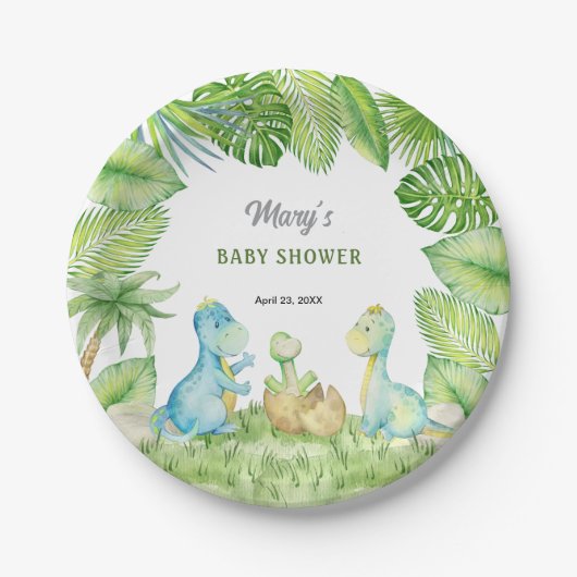 Assiettes En Carton Baby shower Dinosaur (Devant)
