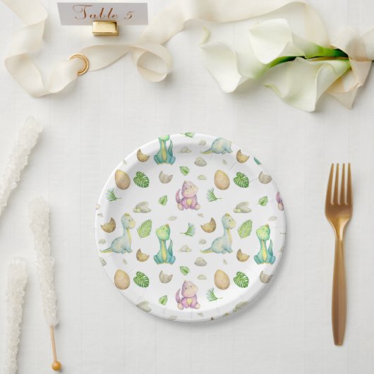 Assiettes En Carton Baby shower Dinosaur (Mariage)