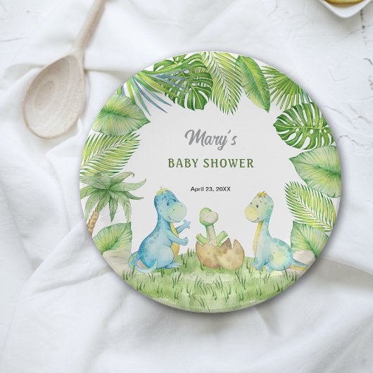 Assiettes En Carton Baby shower Dinosaur