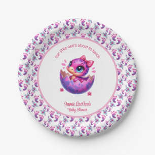Assiettes En Carton baby shower Dinosaur "Hatching Bientôt"