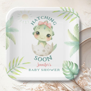 Assiettes En Carton Baby shower Dinosaur Papier fille