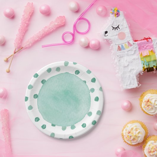 Assiettes En Carton Baby shower Dinosaure Aquarelle Verte (Fête)