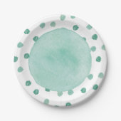 Assiettes En Carton Baby shower Dinosaure Aquarelle Verte (Devant)