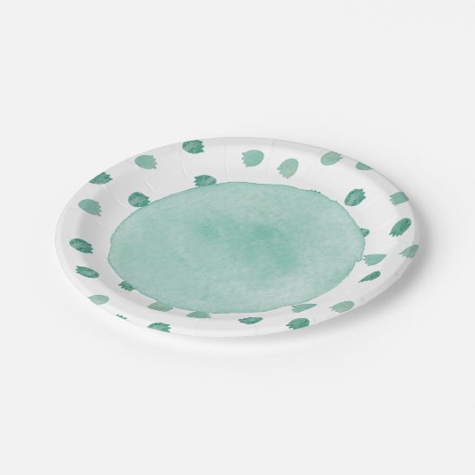 Assiettes En Carton Baby shower Dinosaure Aquarelle Verte (Angle)