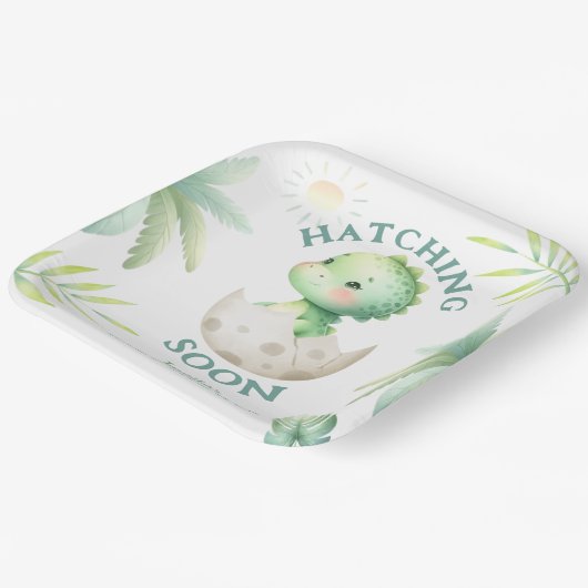 Assiettes En Carton Baby shower Dinosaure Neutre Genre Cute Dino (Angulaire)