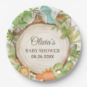 Assiettes En Carton Baby shower Dinosaure sympa mignon Anniversaire (Devant)