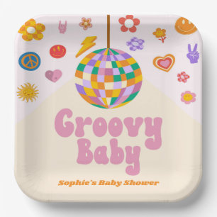 Assiettes En Carton Baby shower Disco Ball de Baby Retro 70 super