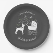 Assiettes En Carton Baby shower Doberman Pinscher Chien (Devant)