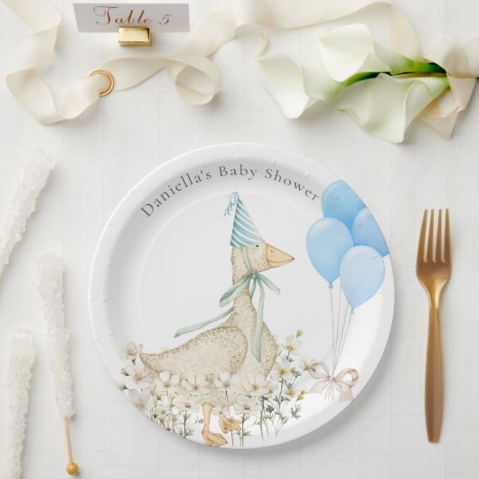 Assiettes En Carton Baby shower d'oie d'aquarelle (Mariage)
