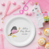 Assiettes En Carton Baby shower d'oiseaux roses Robin (Fête)