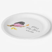 Assiettes En Carton Baby shower d'oiseaux roses Robin (Angle)