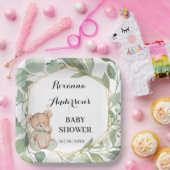 Assiettes En Carton Baby shower d'or Bear Greenery (Fête)