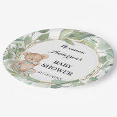 Assiettes En Carton Baby shower d'or Bear Greenery (Angle)