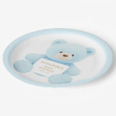 Assiettes En Carton Baby shower d'ours bleu Teddy (Angle)