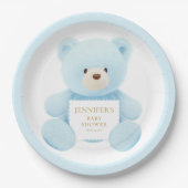 Assiettes En Carton Baby shower d'ours bleu Teddy (Devant)