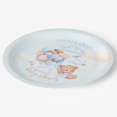 Assiettes En Carton Baby shower d'ours bleu Teddy (Angle)