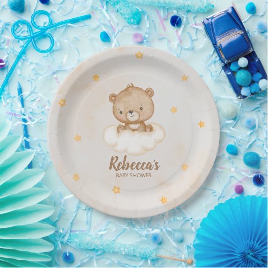 Assiettes En Carton Baby shower d'ours Brown (Fête)