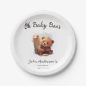 Assiettes En Carton Baby shower d'ours Brown Rustique (Devant)