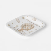 Assiettes En Carton Baby shower d'ours d'hiver moderne (Angulaire)