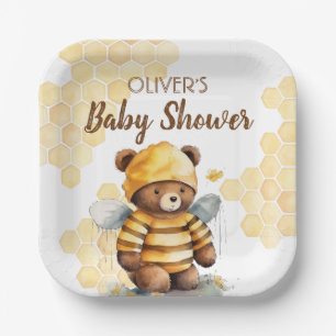 Assiettes En Carton Baby shower d'ours en peluche miel et brun