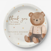 Assiettes En Carton Baby shower d'ours rustique Aquarelle (Devant)