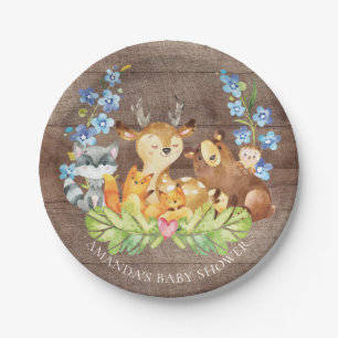 Assiettes En Carton Baby shower doux 7" d'animaux de région boisée