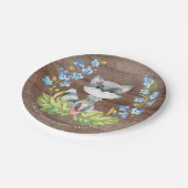 Assiettes En Carton Baby shower doux 7" de raton laveur plat (Angle)