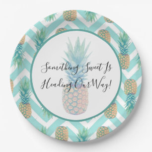 Assiettes En Carton Baby shower doux de Chevron d'ananas de