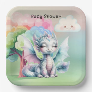 Assiettes En Carton Baby shower du Dragon Cute Pastel