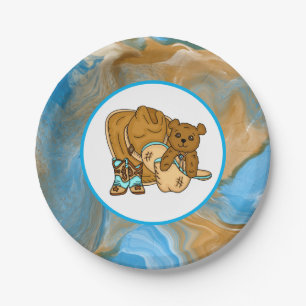 Assiettes En Carton Baby shower du garçon Cowboy Teddy Bear