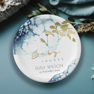 Assiettes En Carton Baby shower ÉLÉGANT DE POISSONS SOUS-MARINS GOLD N