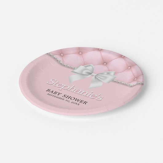 Assiettes En Carton Baby shower élégant rose Tiffany Chic Bow (Angle)