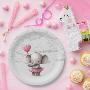 Assiettes En Carton Baby shower éléphant