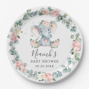 Assiettes En Carton Baby shower éléphant Anniversaire Floral Greener