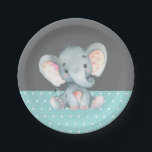 Assiettes En Carton Baby shower éléphant Aqua Turquoise Turquoise et G<br><div class="desc">Baby shower éléphant Aqua Turquoise plaque en papier turquoise et gris</div>