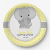 Assiettes En Carton Baby shower Eléphant bébé (jaune) (Devant)