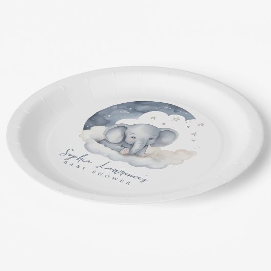 Assiettes En Carton Baby shower Eléphant Bébé mignon (Angle)