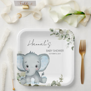 Assiettes En Carton Baby shower Elephant Boy