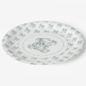 Assiettes En Carton Baby shower Eléphant Toile Verte (Angle)