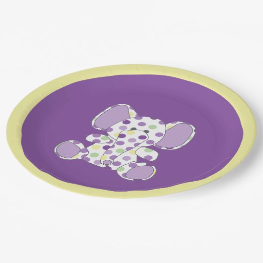 Assiettes En Carton Baby shower Eléphant Violet (Angle)