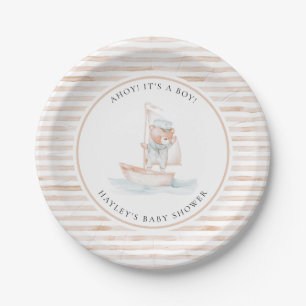 Assiettes En Carton Baby shower en bande de l'ours de mer