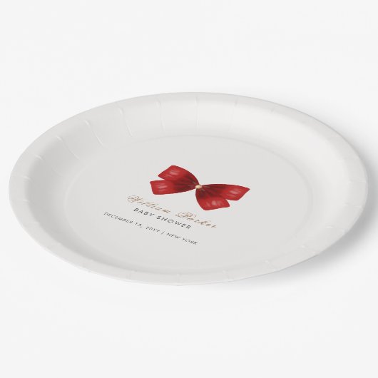 Assiettes En Carton Baby shower en bois d'aquarelle simple rouge (Angle)