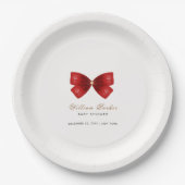Assiettes En Carton Baby shower en bois d'aquarelle simple rouge (Devant)