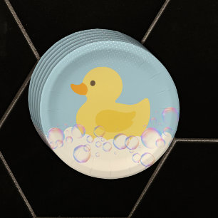 Assiettes En Carton Baby shower en caoutchouc Ducky Bubbles