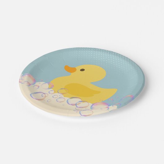 Assiettes En Carton Baby shower en caoutchouc Ducky Bubbles (Angle)