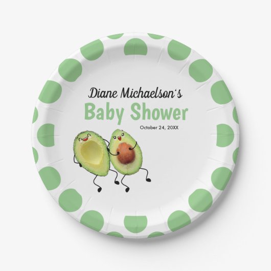 Assiettes En Carton Baby shower en couple Avocado (Devant)