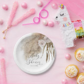 Assiettes En Carton Baby shower en laiton Russe Rose Pampas (Fête)