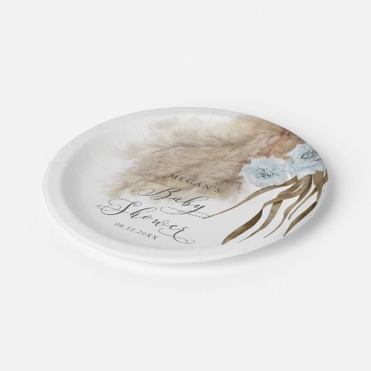 Assiettes En Carton Baby shower en laiton rustique Dusty (Angle)