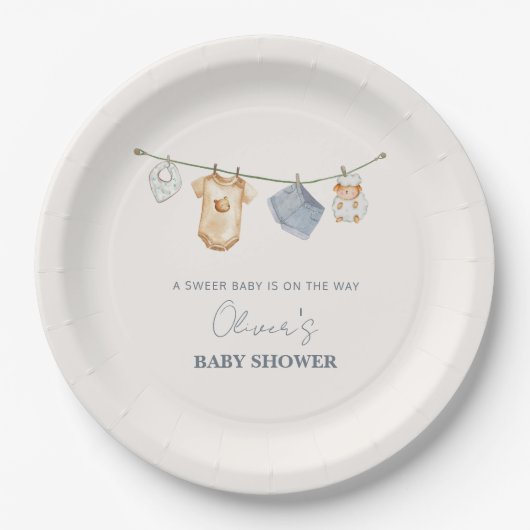 Assiettes En Carton Baby shower en ligne Boho simple (Devant)