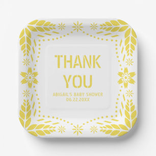 Assiettes En Carton Baby shower en Merci de picado jaune papillon